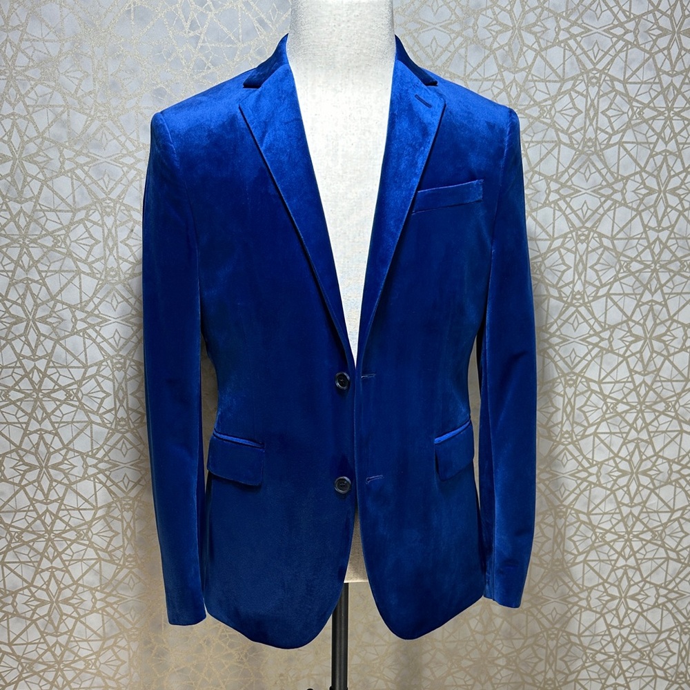 jf j.ferrar Royal Blue Velvet Blazer